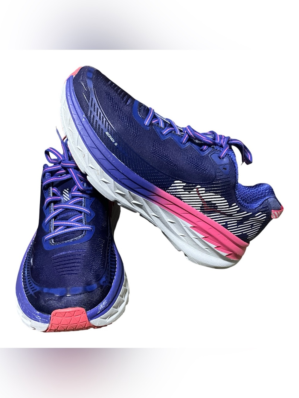 Hoka Bondi 8 Women's Running Shoes in Navy and Pink size 10.5